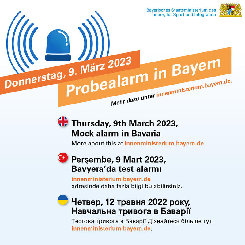 Probealarm in Bayern, Donnerstag, 9. März 2023