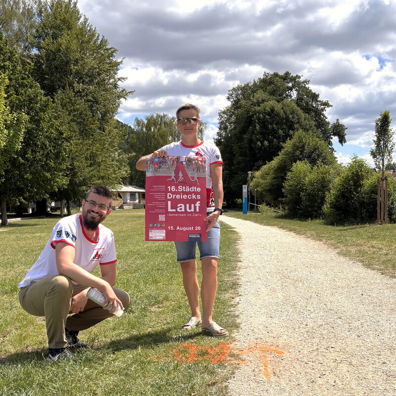 Vorbereitungen f&uuml;r den 16. St&auml;dtedreieckslauf laufen - Strecken sind bereits markiert